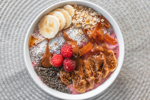 Oatmeal bowl with lots of fruit