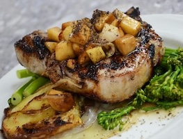 Pork chop with green vegetable